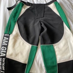 XS I.AM.GIA green, black and white pants